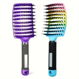 2PCS Flexible Nylon Bristle Hair Comb,Detangling Brush Set for Women,Massage Hollow Comb for Normal Hair, ABS Handle, Detangle Brush, Unentanglement