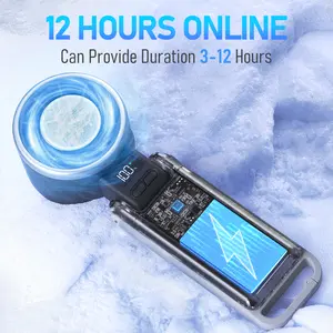 PLAYHOT Portable Handheld Turbo Fan with Ice Cooling Rechargeable Personal Fan 5 Speed 25550RPM Powerful for Travel Outdoor Camping Hiking Black