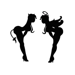Angel Demon Cartoon Vinyl Automobile Decals - Universal Car Sticker, Stylish Merch, Cute Unique Bumper Window Scratch Cover Car Accessories