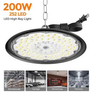 UFO LED High Bay Light 100W/150W/200W, Commercial Lighting Fixture, 28,000 lumens,with 5-foot cable and US standard plug, IP65-rated Commercial Fixture, Suitable for Warehouses, Workshops, Barns, and Factories,DealsForYouDays