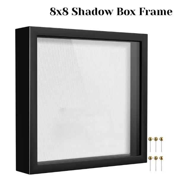 8x8 Shadow Box Frame Display Case with Linen Back & Push Pins, Memory Box for Photos, Flowers & Tickets, Father’s Day Gift for Dad, Black, Decor, Framed Decor, Item Frame
