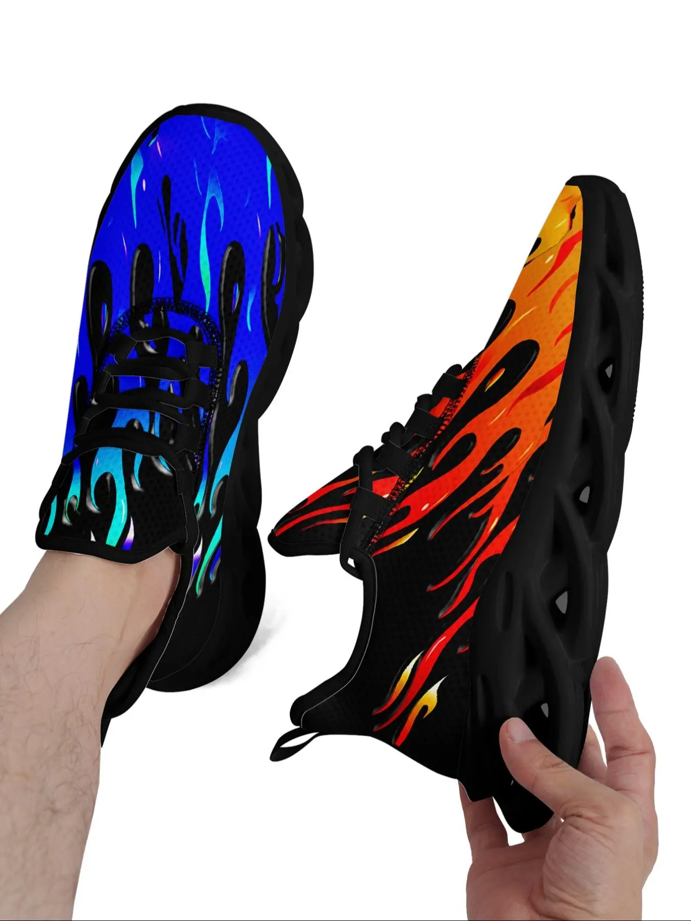 Men's Fashionable Rose & Skull & Flame Print Lace Up Low Top Sneakers, Casual Comfortable Breathable Sports Running Athletic Shoes, Male All-match Round Toe Shoes for Daily Wear