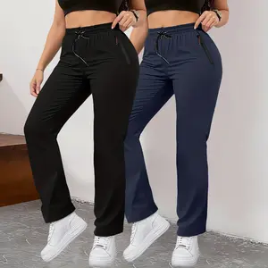 Women’s Summer Two-Pack Set — Solid Color Casual Long Pants with Side Pockets for Gym and Outdoor Activities