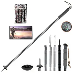 camp convenience portable stick telescopic Hiking Tactical Stick Walking Staff 7-in-1 tactical trekking Multitool Gear Trekking Pole Collapsible Retractable 106cm Premium Survival Gear for Hiking Travel Camping Supplies hvac tech