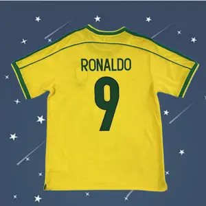 1998 World Cup Brazil Retro No.9 Ronaldo Short sleeve Soccer jersey