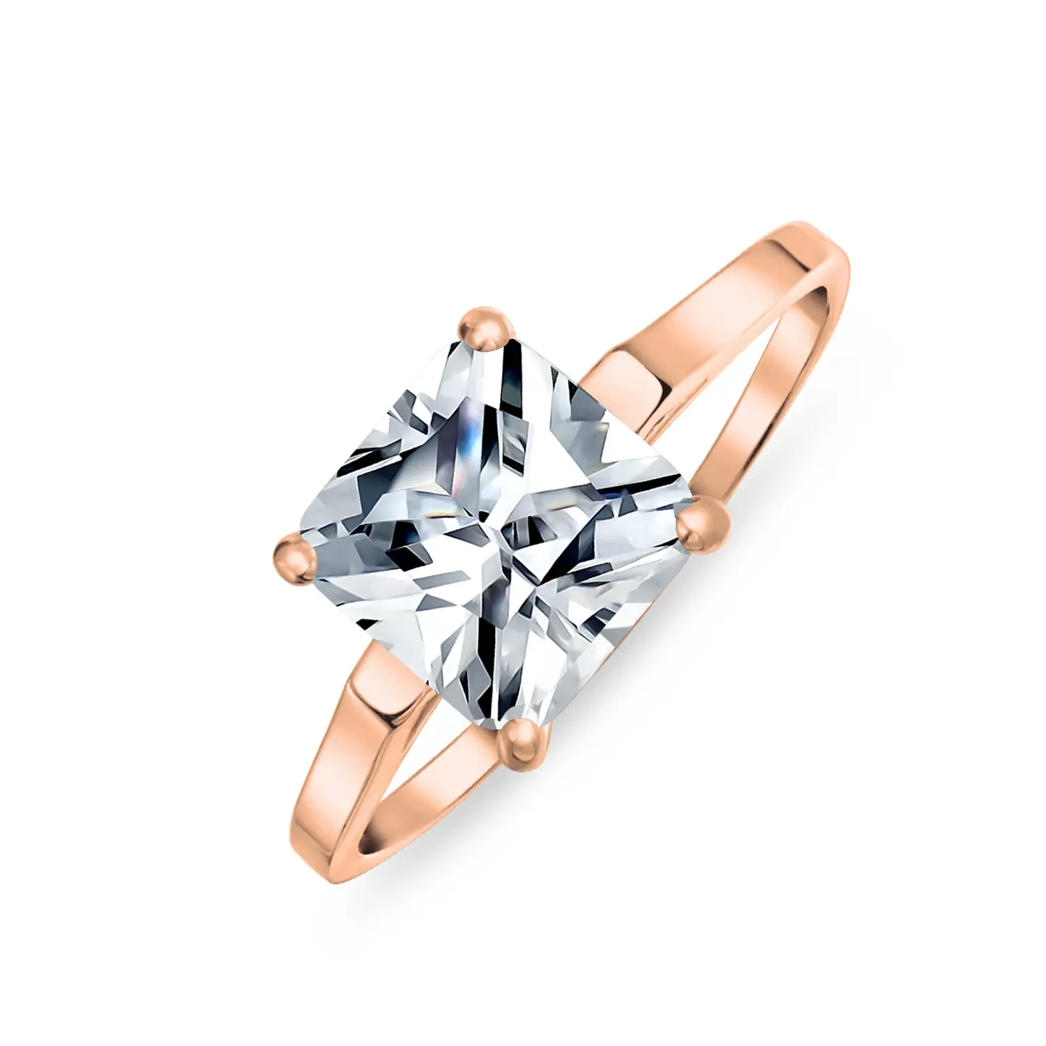 3CT Princess Cut CZ Solitaire Engagement Ring Rose Gold Sterling Silver
