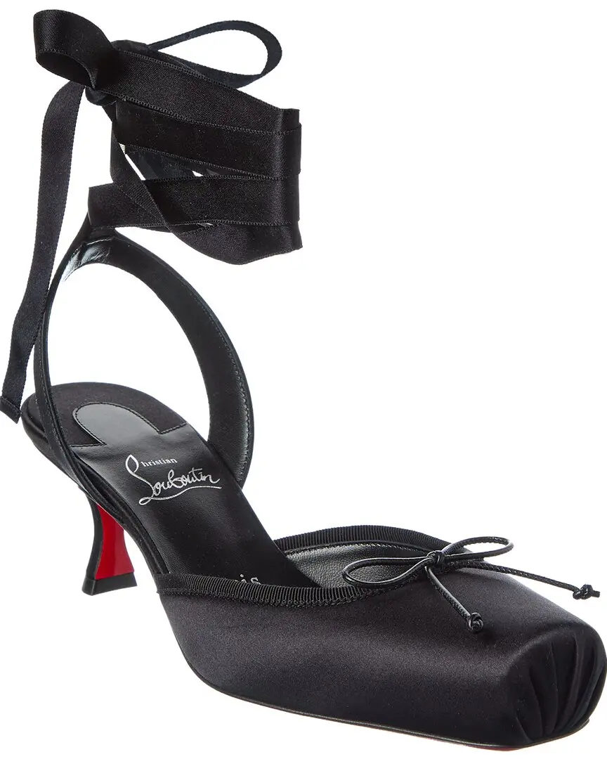 Christian Louboutin Cassia Lace-Up 55 Satin Slingback Pump
