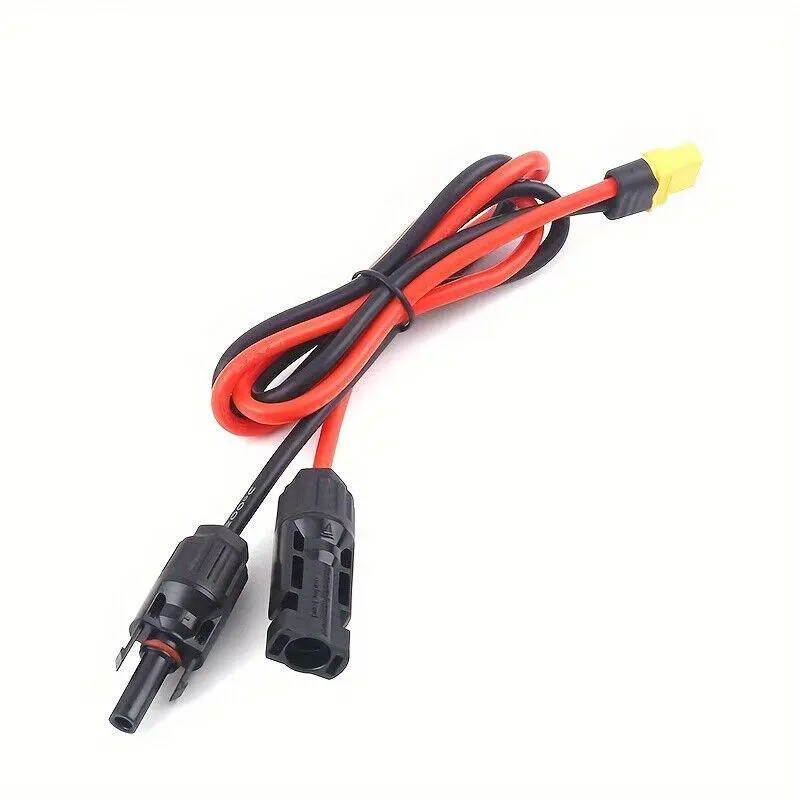 12AWG Silicone Flexible Tinned Copper Wire - 1 Red & Black IP67 XT60 Female to Solar Connector Extension Cable, 5.5mm Outer Diameter, 1000V DC Chemical Insulation for Portable Solar Generators, Charge Controllers
