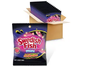 SWEDISH FISH Mini Glow Ups Strawberry-Watermelon Soft & Chewy Candy, Bulk Candy, 12-3.08 oz Bags