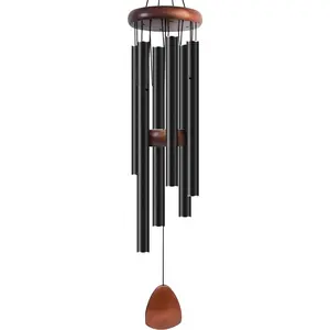 Large Aluminum Wind Chimes 37" Inches to Create a Zen Atmosphere Suitable for Outdoor, Garden, Patio Decoration. Classic Black, with Wind Catcher
