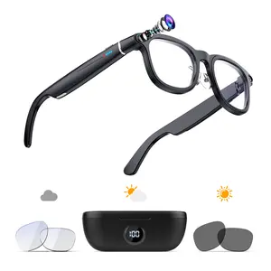 [Spring Deals] Coucur 2026 New-Generation G1 Smart Camera Glasses with AI Photo Recognition Real-Time Translation & Charging Case as Power Bank for Bluetooth Calls Music Playback Stylish Travel Accessory - Photochromic Lenses Wearable