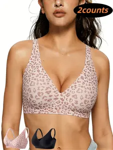 Pack of 2 Deep-V Wireless Bra, Jelly Bras, Casual Underwear, Natural Lift & Clean Confidence, Womenswear, Wireless Design, Jelly Bralette