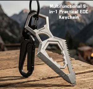 Multifunctional 9-in-1 Practical EDC Keychain Pendant Leverage  Tool Multi-Tool  Everyday Carry Fix Quick Cutter Multitool Mini Wrench for Home Outdoor Camping Travel Fieldmaster multi-functional