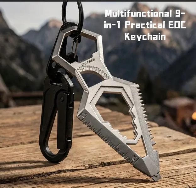 9-in-1 EDC Keychain Pendant Leverage Multitool, EDC Gear with Quick Cutter, Mini Wrench, Multi-Function Cuts for Home, Outdoor Camping, On the Road, DIY Maintenance, Gift for Brother