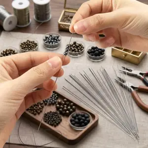 Stainless Steel Beading Needles for Jewelry Making, DIY Craft Sewing Kit with Large Eye, Durable Rustproof Design for Fine or Thick Threads, Multi-Purpose Handcraft Bead Stringing Needle Set
