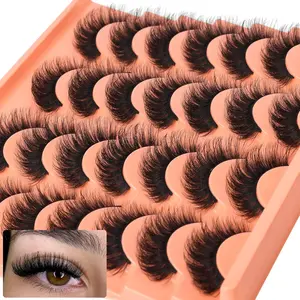 Short Lashes Natural Look False Eyelashes Thick Volume Faux Mink Lashes Pack Wispy Strip Fake Eyelashes Cat Eye Lashes that Look Like Extensions 14 Pairs