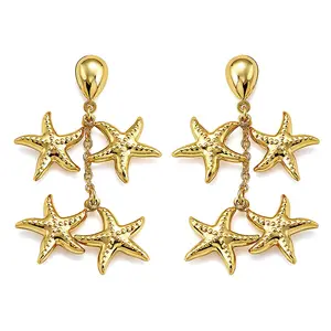 Starfish Harmony Cascade Earrings in Steel