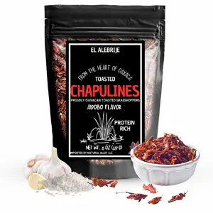 Alebrixes | Chapulines From Oaxaca 8 oz (227 g) Enchilados | Premium Toasted Adobo Edible Grasshoppers - Always Fresh & Delicious Mexican Snack.