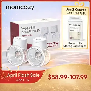 Momcozy   Hands-Free Breast Pump S12 Pro, Wearable & Portable Pump with Soft DoubleFit Flange, 3 Modes | 9 Levels Double Electric Pump, Smart Display, 24mm,A