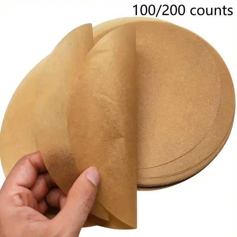 100pcs/200pcs Round Parchment Papers, Non-Stick Precut Cake Pan Liners, Baking, Grilling, Steaming, Air Fryer, Microwave, Home Kitchen Gadgets, Baking Supplies, Baking Accessories, Baking Essentials, Nonstick Baking Paper, Parchment Paper Sheets
