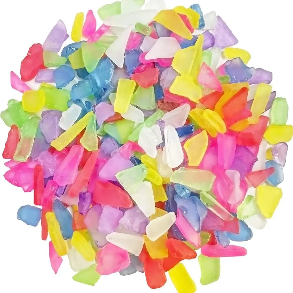 14oz Colorful Frosted Sea Glass Pieces for Crafts Frosted Flat Glass, Sea Glass Vase Fillers for Crafts Beach Glass Small Sea Glass Pieces Vase Fillers for Home Weddings Decor Crafts Bulk Sea Glass