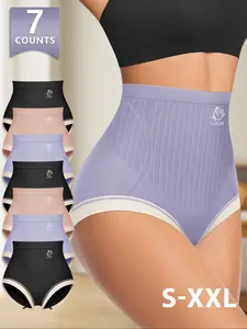 Morelect Women's High-Waisted Underwear Set, Floral, 7-Pack, Comfortable & Stylish, Sizes S-Xxl, Waist Cinching, Butt Lifting, All Seasons