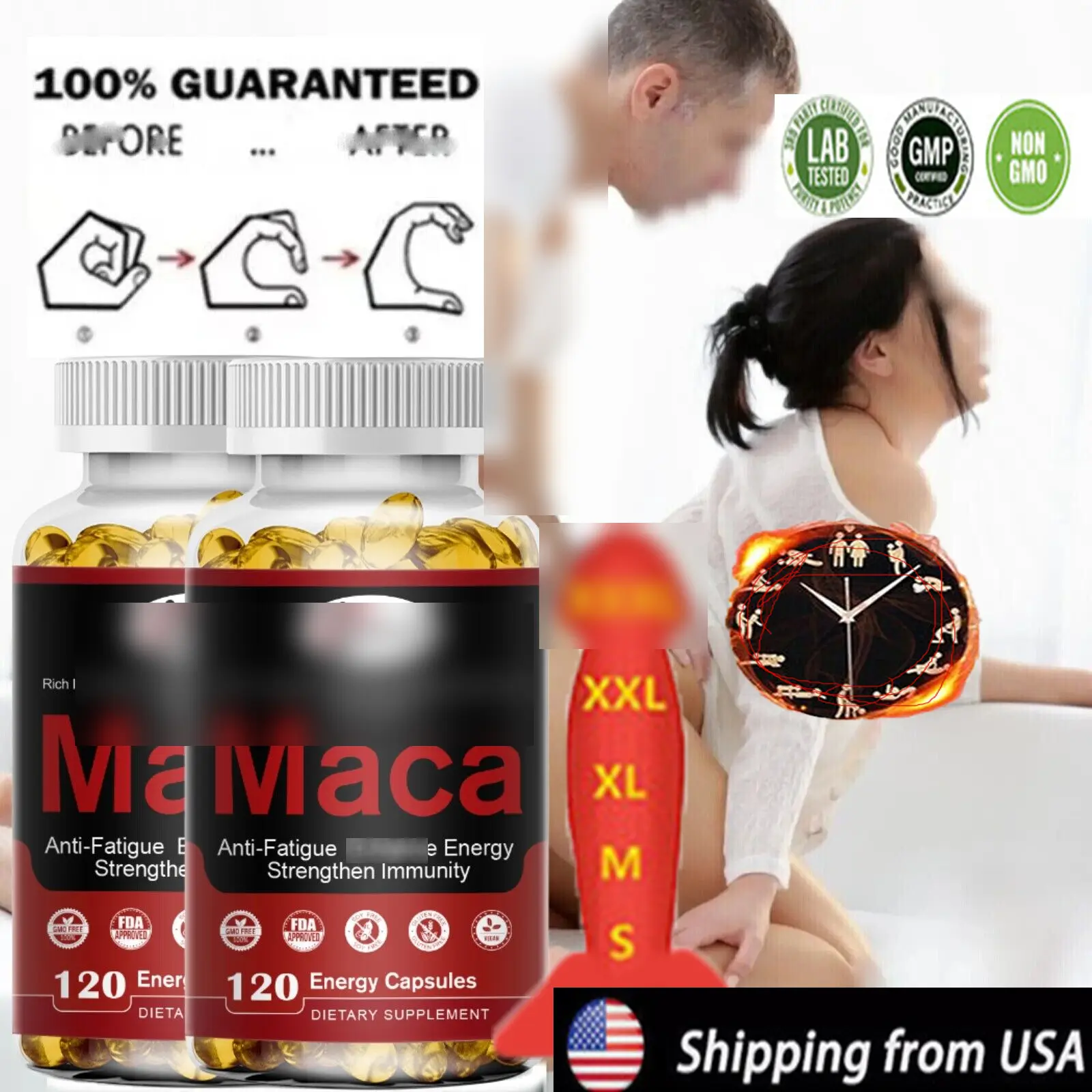 Black Maca Root 11400mg & Ashwagandha Panax Ginseng Extract 120 Softgels for Energy Stamina Focus & Mood Support Natural Dietary Supplement, gift for him and her, gift for him and her, couple gift, gift for him her, couple gift