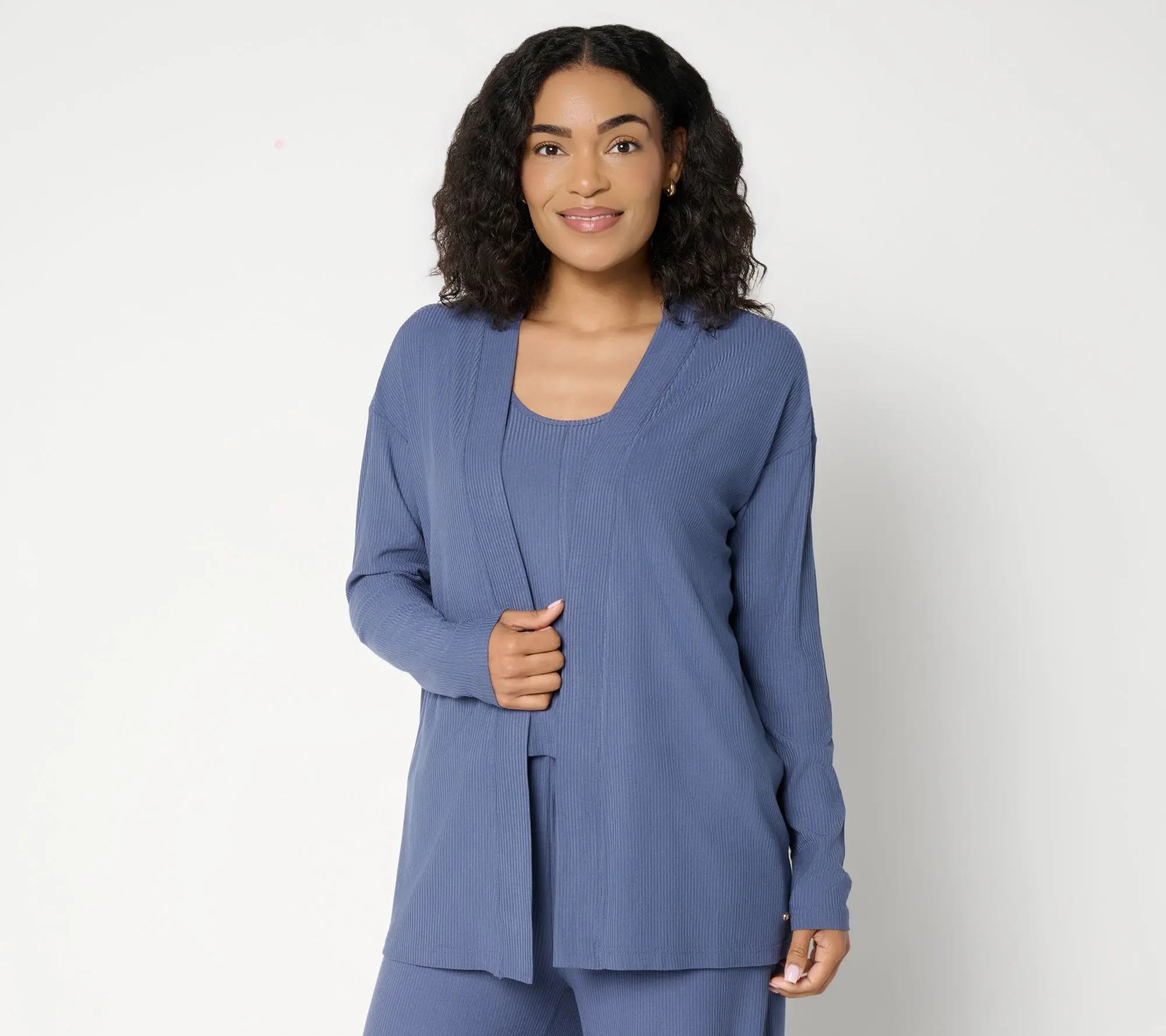 Lattelove Open Front Ribbed Cardigan