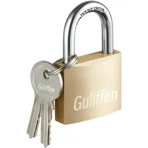 Guliffen Solid Brass Padlock with Key with 1-9/16 in. (40 mm) Wide Lock Body,Keyed Padlock for Sheds, Storage Unit School Gym Locker, Fence, Toolbox, Hasp Storage