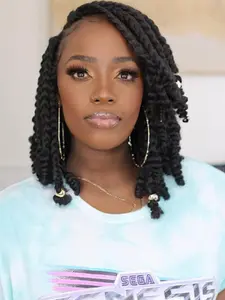 10inch Twist Crochet Braids, Synthetic Braids, Upper Braid Lower Tube Style, Pre-Stretched Knotless, Soft Neat Lightweight, Durable Non-Frizzy Hair Extensions for Women