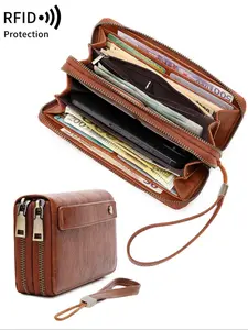 Women's 24-grid Large Capacity PU Leather, Multi-functional RFID Zipper Trifold Wallet with Coin Purse, Simple Design Durable Fashion Multi Card Wallet for Women