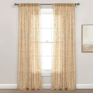 Lush Decor Ballgown Glam Sparkle Sequins Single Window Curtain Panel - Sold Individually - 52"W x 84"L Sheer 100% Polyester OEKO-TEX Certified for Glamorous Home Decor