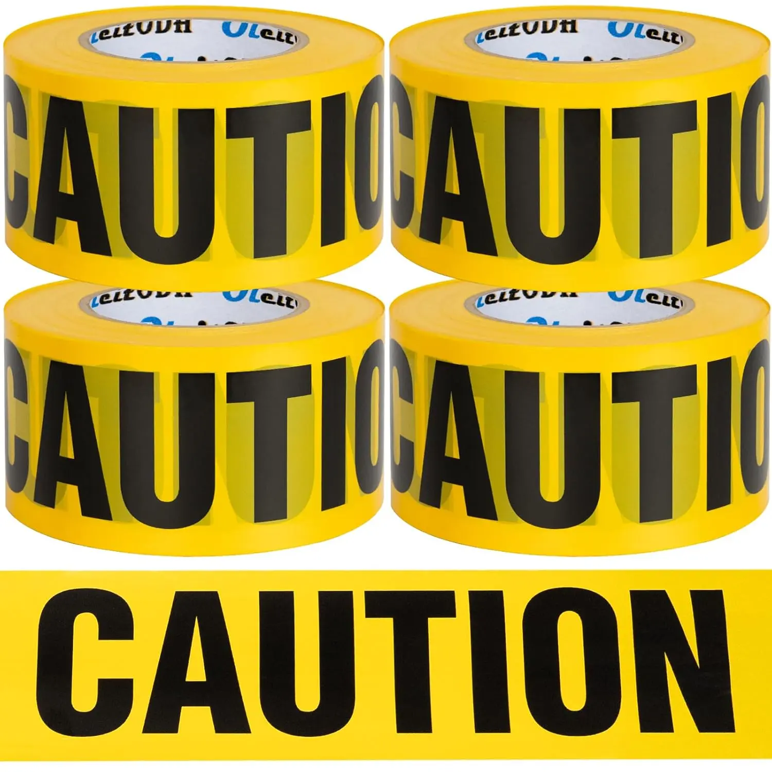 Oleitodh Yellow Caution Tape 4 Pack, 3inch x 1000 ft, Halloween Decoration Party Tape Bulk, Waterproof Construction Warning Safety Tape for Danger/Hazardous Area, Barricade Harzard Tapes