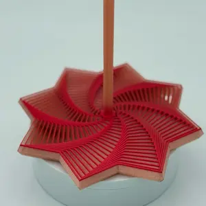 8-Inch Diameter Geometric Expanded Sensory Fidget Star - Red, Whirling Spiral with Handle, Focus Aid Stress Relief Home Decor Statue, Satisfying Sight and Sound Hypnotizing Visual Toy