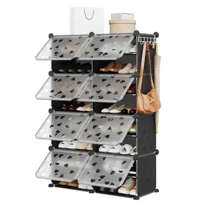 8-Tier Detachable Shoe Rack Organizer – Expandable Shoe Storage Cabinet with Door, Holds 32 Pairs, Space-Saving, for Entryway, Hallway, Bedroom