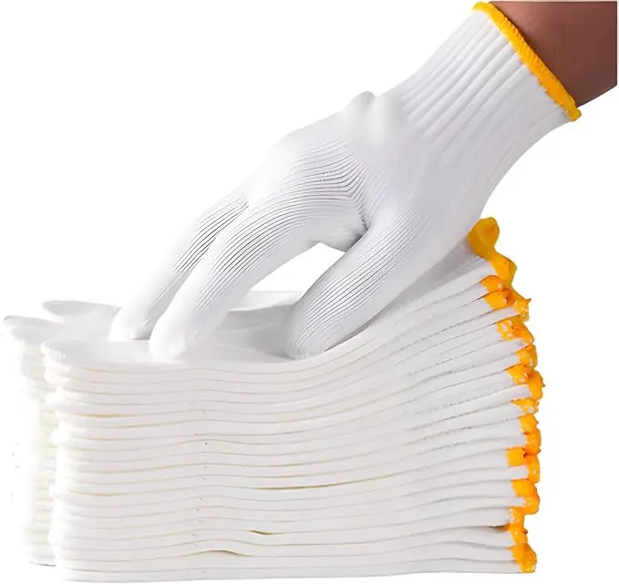 12 Pairs Unisex Breathable Cotton-Polyester Blend Knitted Work Gloves Value Pack - Glove-Shaped, Scratch Guard, Seamless Less Itch, Wrist Stays Put, for Gardening, Warehouse Work, Glove-Shaped Gardening Gloves, Breathable Gardening Gloves