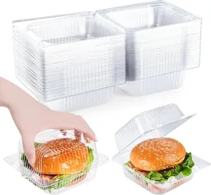 50 Pack Clear Clamshell Food Containers, Disposable Plastic Hinged Clamshell Take Out Container with Lids, To Go Food Containers for Dessert, Hamburger, Cakes Slice, Cookies, Salads, Snacksetc