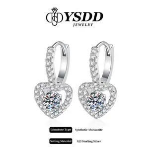 【3.8 Huggie】Adorable Heart shape Lever Back Huggie Synthetic Moissanite Earrings in 925 Sterling Silver 1CT TOTAL
