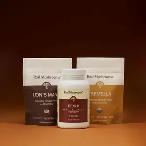 Real Mushrooms Lion's Mane, Tremella & Reishi Bundle | Brain, Skin & Calm Support | Longevity Pack | 100% Mushrooms, No Fillers