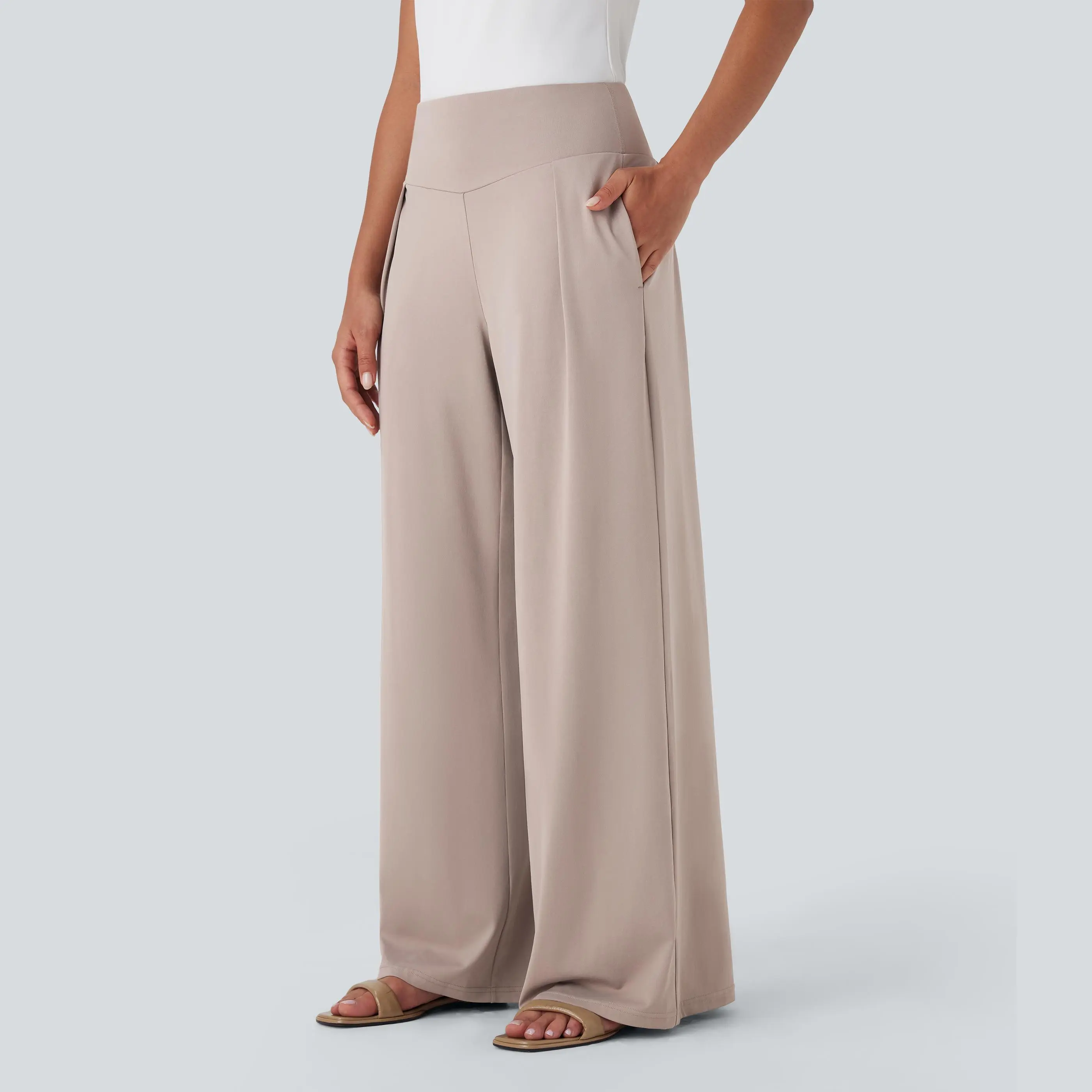 Halara High Waisted Wide Leg Casual Pants with Side Pockets
