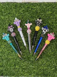 Bling Bow Boujee Cow Beaded Pen with Acrylic and Silicone Beaded Pen
