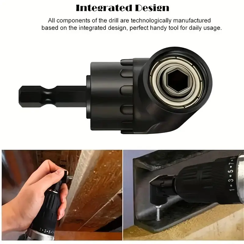 1 right-angle drill accessory with 360 ° rotatable sleeve changer and 90 ° bevel tip - rugged construction, suitable for angle drilling, compatible with various types of electric drills, multi-function drill accessories, Right Angle Drill Attachment