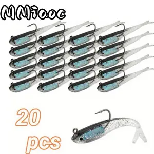 20pcs Premium 2.76inch Soft Fishing Lure with Lead Block Inside and Sharp Hook Lifelike Forked Tail Minnow Soft Bait with Hook for Freshwater stuff