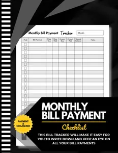 Large Print Bill Tracker Notebook Monthly Bill Organizer Planner for Financial Budgeting Finance & Payments Checklist Organizer Paperback January 7 2024