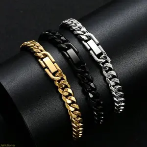 2026 new non-fading explosive titanium steel bracelet jewelry buckle grinding chain encryption chain stainless steel Cuban chain domineering and versatile
