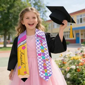 Personalized Checkered Graduation Stole 2026, Custom Name Pencil Sash, Kindergarten Preschool Graduate Gift, Cute Class of 2026 Stole