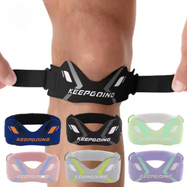 A 2-pack of patella support knee braces, designed to protect the kneecap and support the patellar tendon.  These adjustable, shock-absorbing compression braces are suitable for basketball and other sports.
