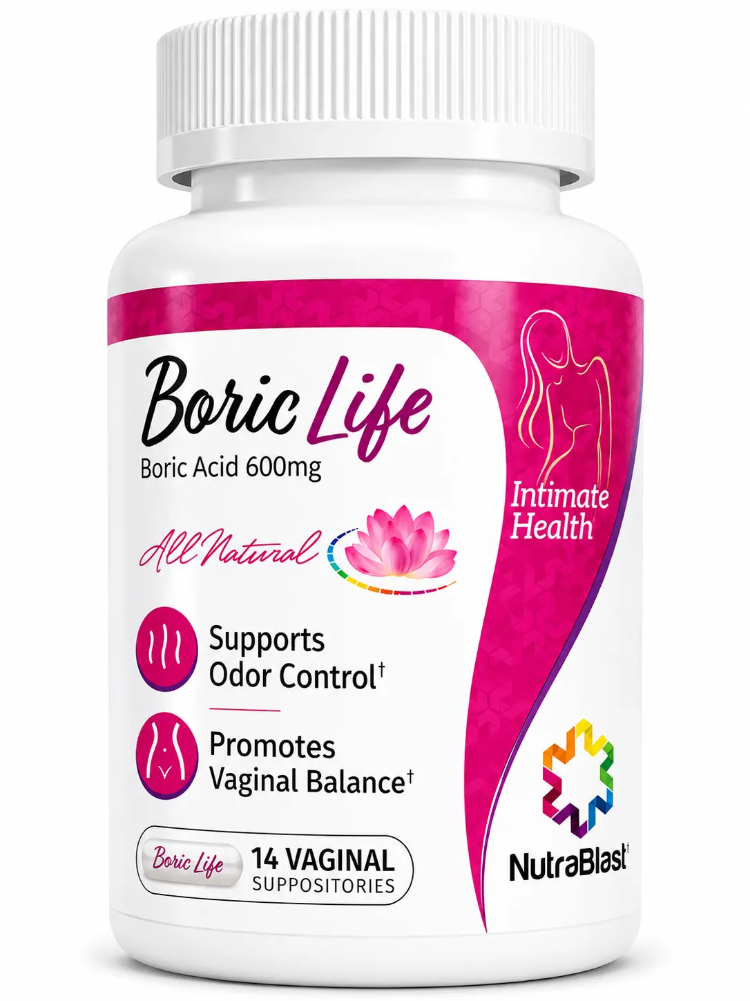 NutraBlast Boric Acid Suppositories - 100% Pure Made in USA - Boric Life Intimate Support (14 Count) Personal Care Healthcare Personal Care
