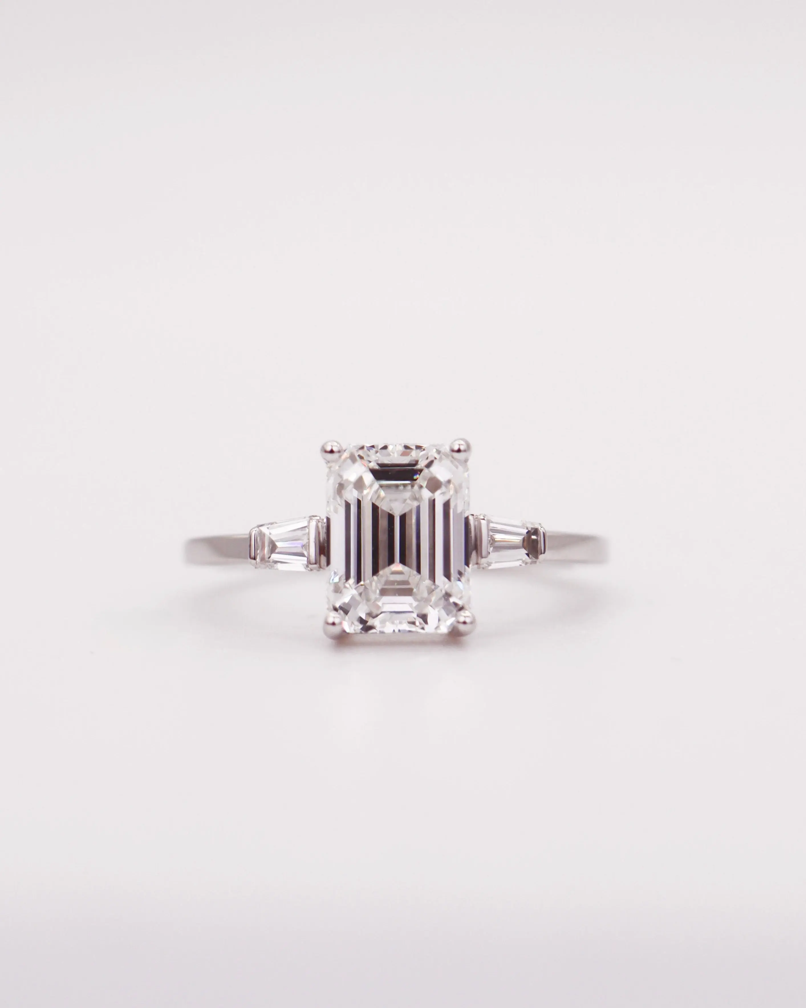 Trinity Emerald Tapered Baguette Ring