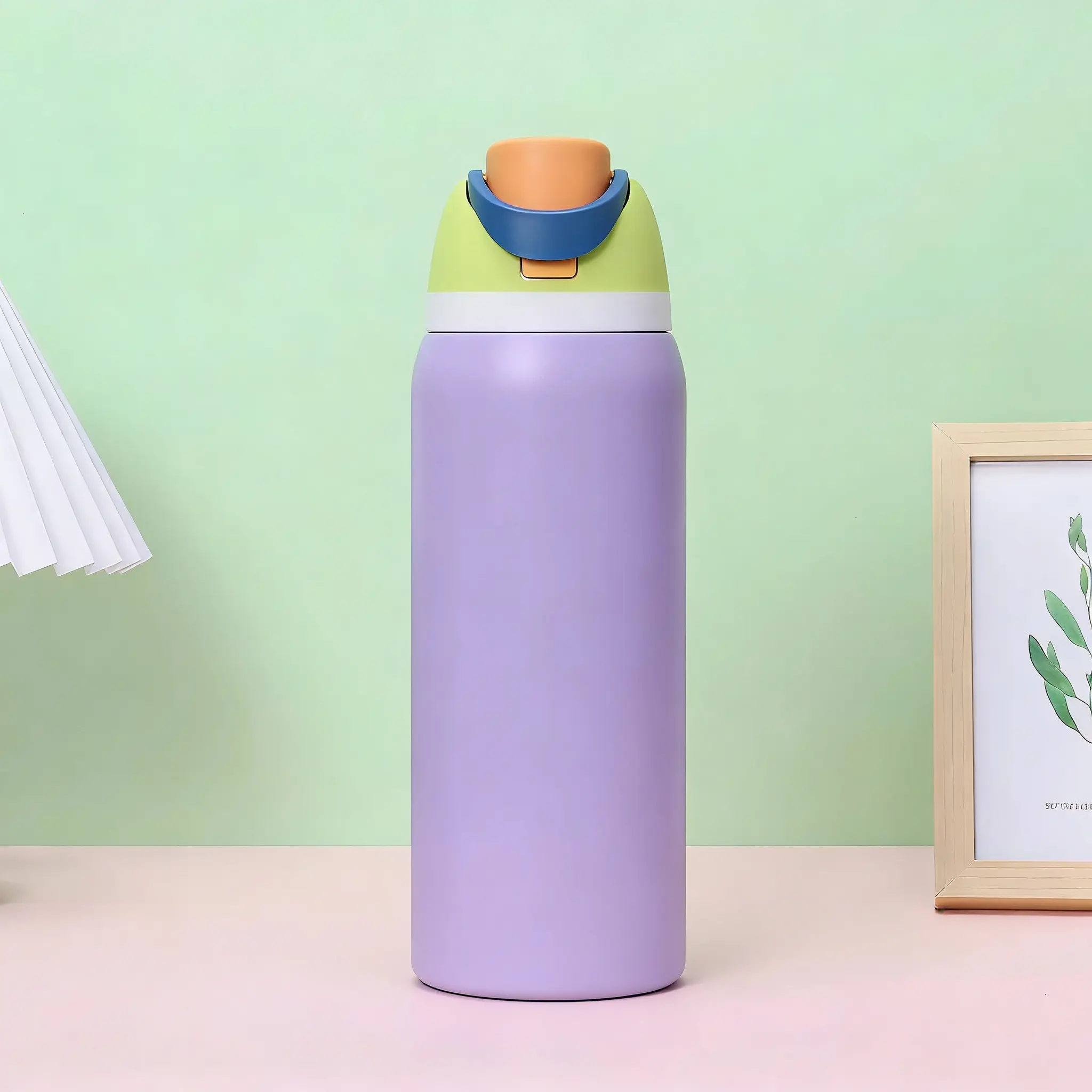 Stainless Steel Insulated Water Bottle with Straw, Leakproof Insulated Tumbler, BPA-Free, Ideal for Outdoor Students and Office Workers, Travel Sports Cup
